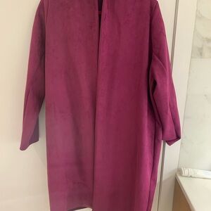 Women's Magenta Open-Front Trench Coat